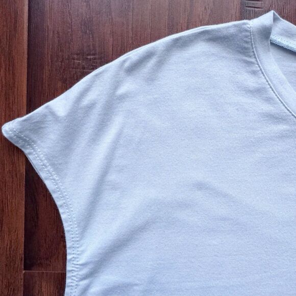 Lisa Bayne Short Sleeve Top Bamboo Cotton Baby Blue Designer Casual Luxury Sz S - Picture 7 of 15